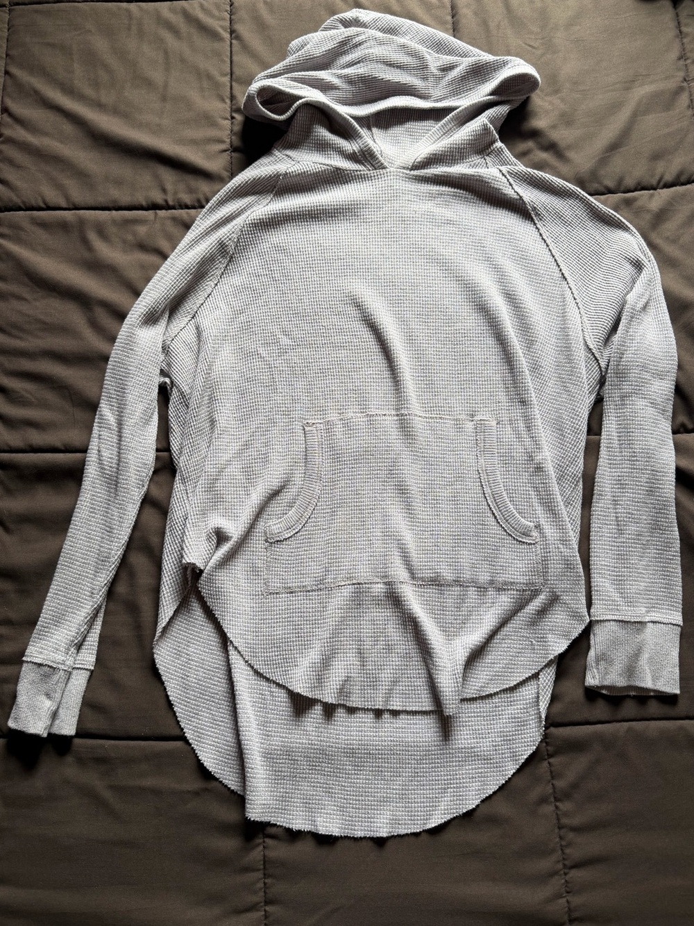 Aritzia TNA Waffle Hooded Long Sleeve Tee